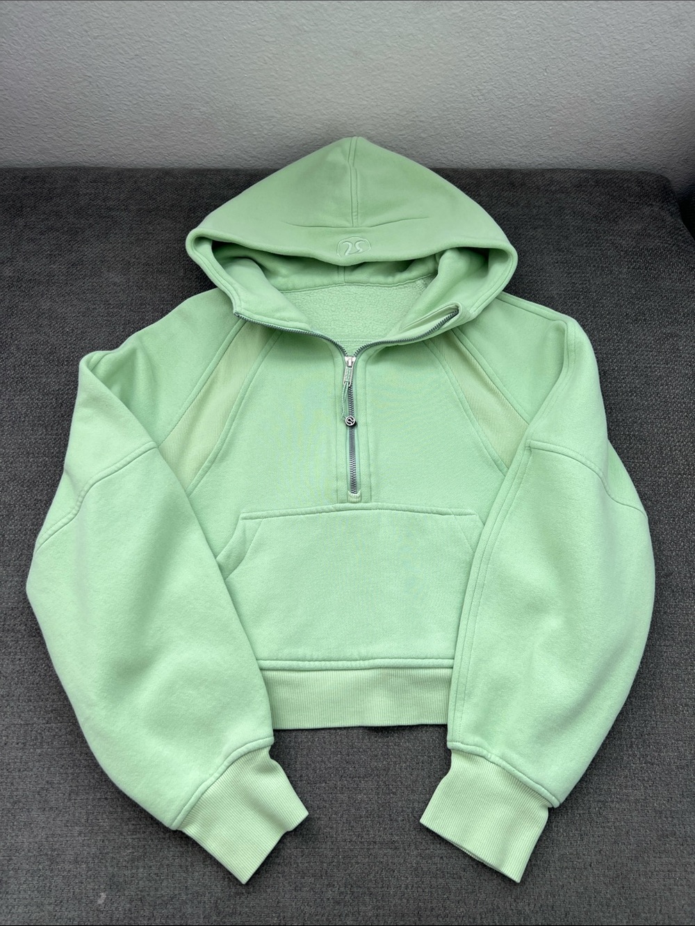 lululemon athletica Mint Green Cropped Half-Zip Hoodie